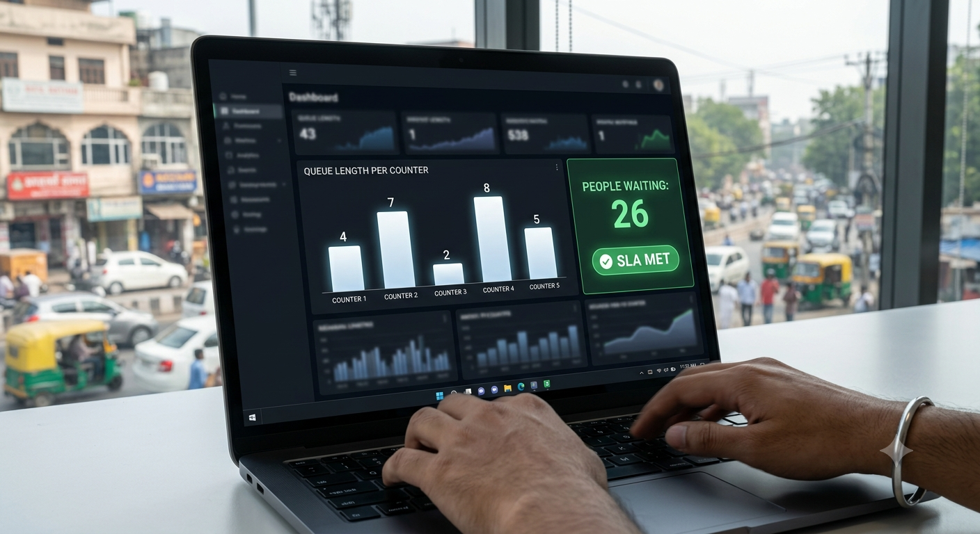 AI queue management software dashboard